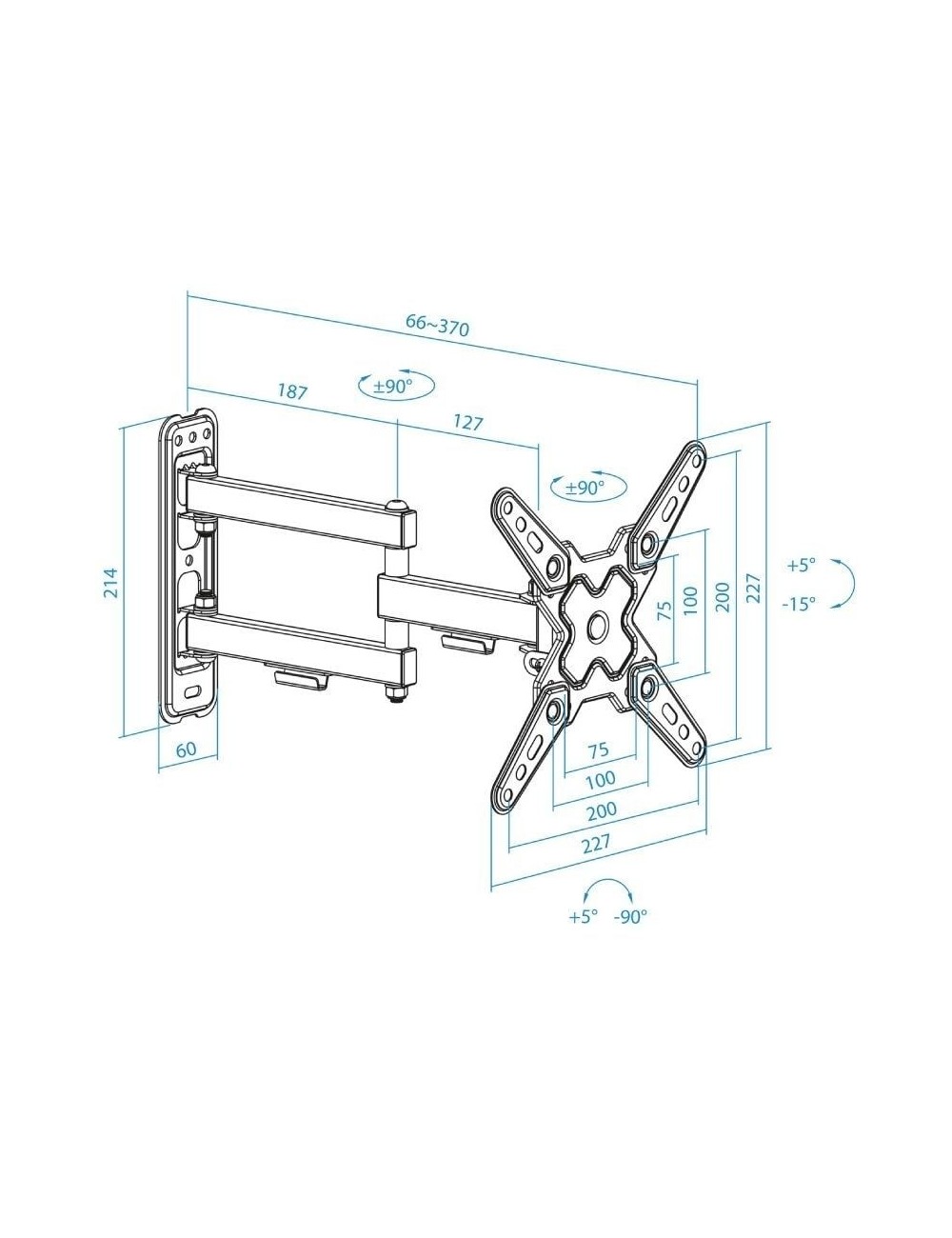 Soporte de Pared Extensible/ Giratorio/ Inclinable TooQ LP1345TN-B para TV de 13-43'/ hasta 20kg