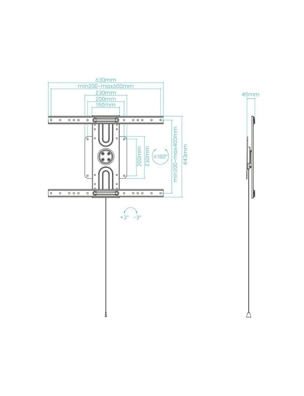 Soporte de Pared Giratorio/ Inclinable/ Nivelable TooQ LP3780F-R para TV de 37-80'/ hasta 50kg