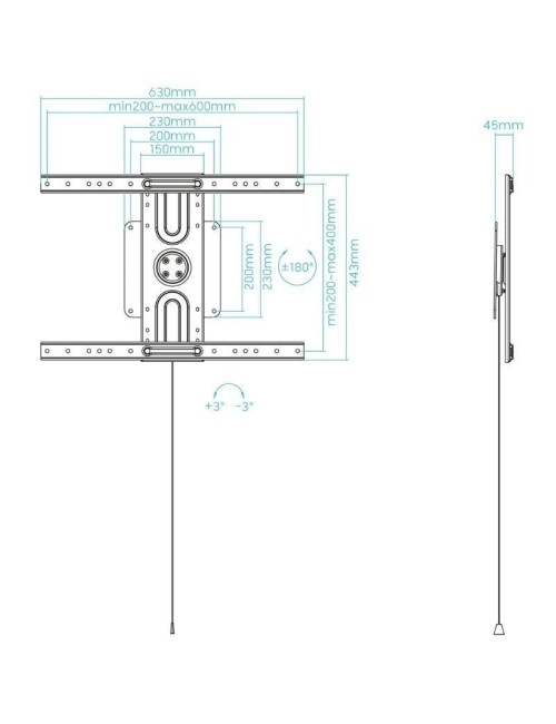 Soporte de Pared Giratorio/ Inclinable/ Nivelable TooQ LP3780F-R para TV de 37-80'/ hasta 50kg