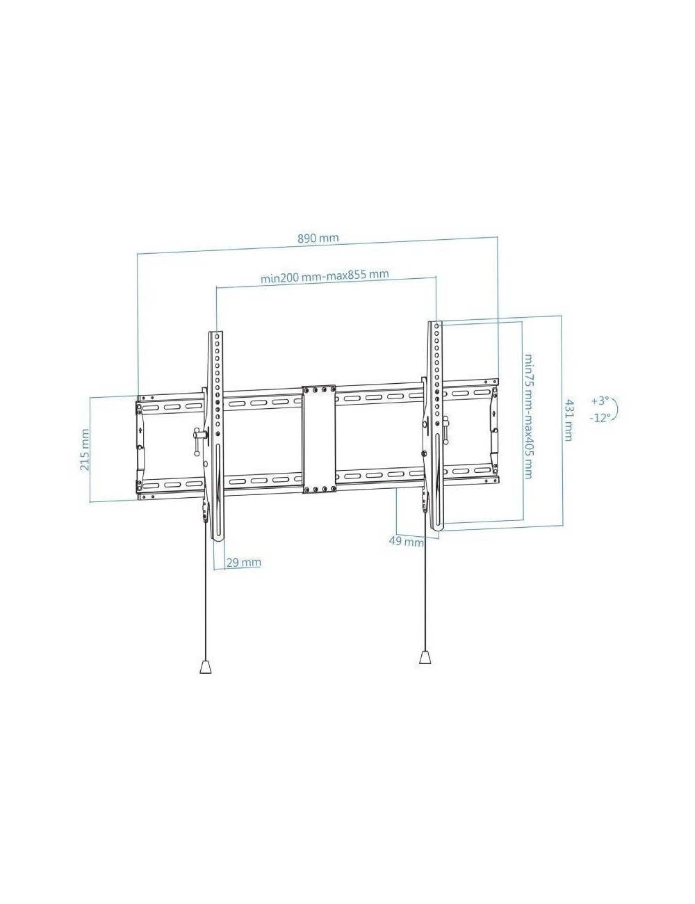 Soporte de Pared Inclinable TooQ LP4391T-B para TV de 43-90'/ hasta 70kg