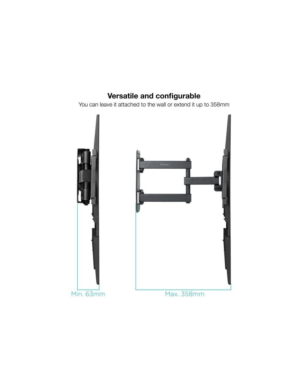 Soporte de Pared Giratorio/ Inclinable/ Nivelable TooQ LP7843TN-B para TV de 32-55'/ hasta 35kg