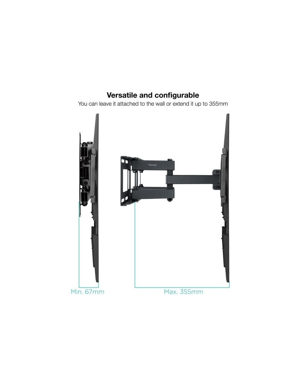 Soporte de Pared Giratorio/ Inclinable/ Nivelable TooQ LP7866TN-B para TV de 37-80'/ hasta 40kg