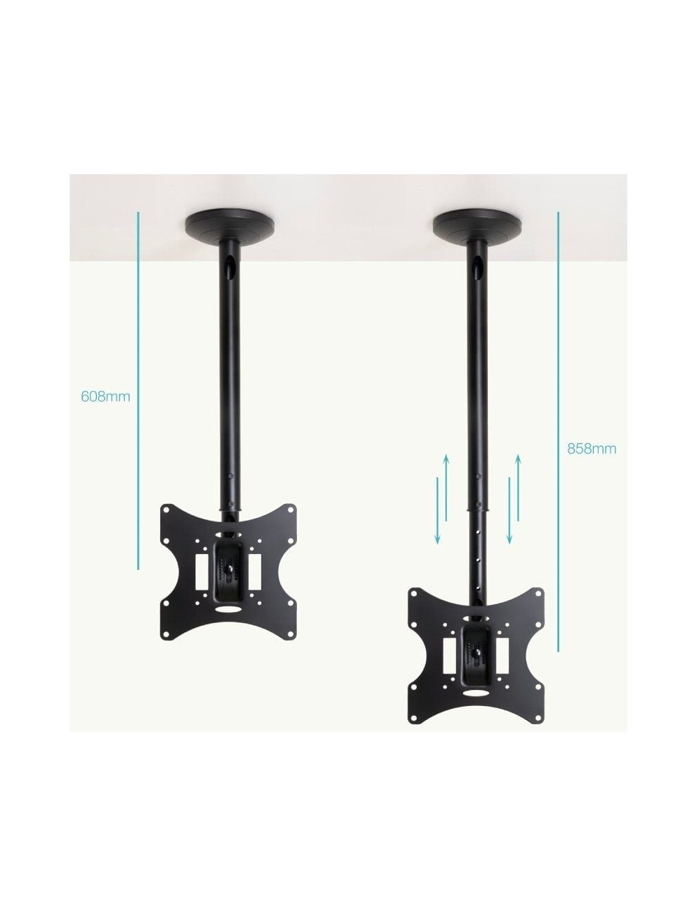Soporte de Techo Giratorio/ Inclinable/ Nivelable TooQ LPCE2301TSLI-B para TV de 23-42'/ hasta 30kg