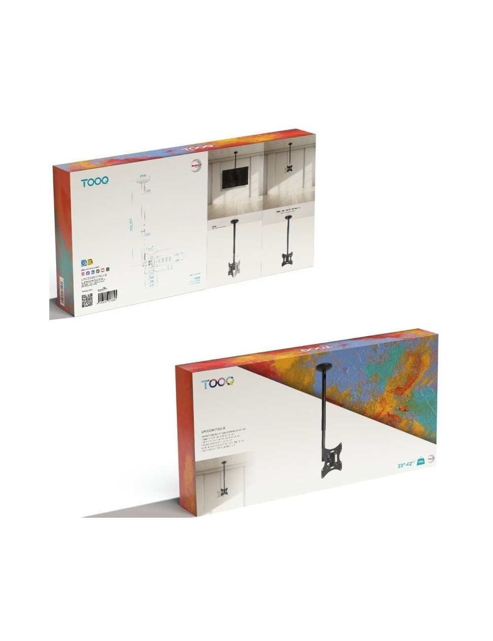 Soporte de Techo Giratorio/ Inclinable/ Nivelable TooQ LPCE2301TSLI-B para TV de 23-42'/ hasta 30kg