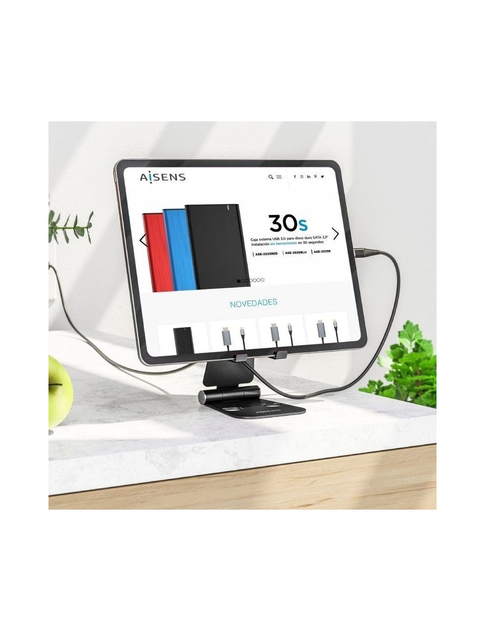 Soporte para Smartphone/Tablet Aisens MS2PXL-096/ Negro