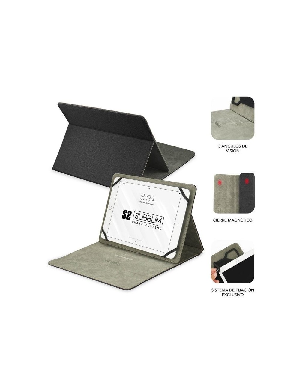 Funda Subblim Clever Stand para Tablets de 9.6'-11'/ Negra