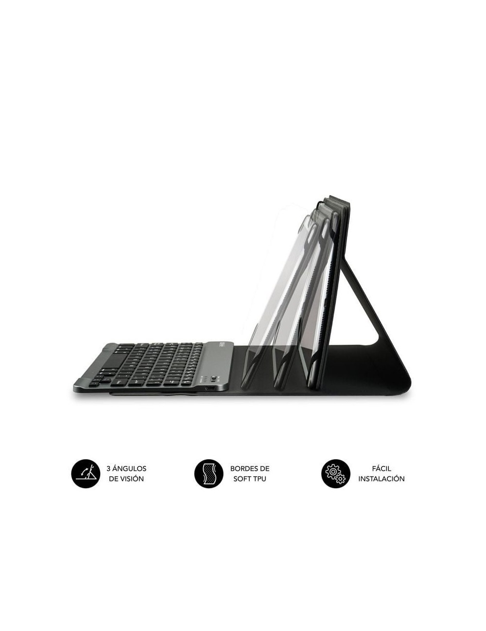 Funda con Teclado Subblim Keytab Pro Bluetooth para Tablets de 10.1'-10.8'/ Negra