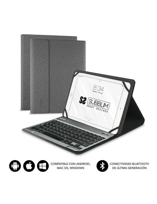 FUNDA AMB TECLAT SUBBLIM KEYTAB PRO BLUETOOTH GRIS - PER A TABLET DE 10.1"- BATERIA 420MAH-COMP. WINDOWS ANDROID MACOS