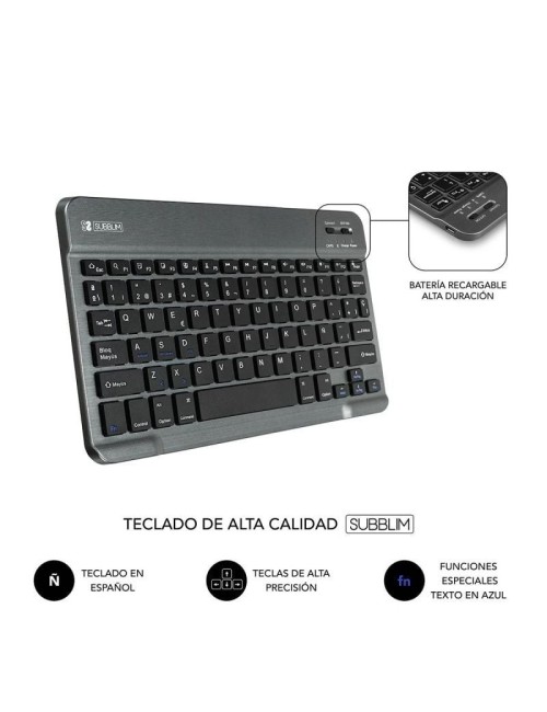 FUNDA AMB TECLAT SUBBLIM KEYTAB PRO BLUETOOTH GRIS - PER A TABLET DE 10.1"- BATERIA 420MAH-COMP. WINDOWS ANDROID MACOS