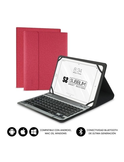Funda con Teclado Subblim Keytab Pro Bluetooth para Tablets de 9.6'-10.8'/ Roja