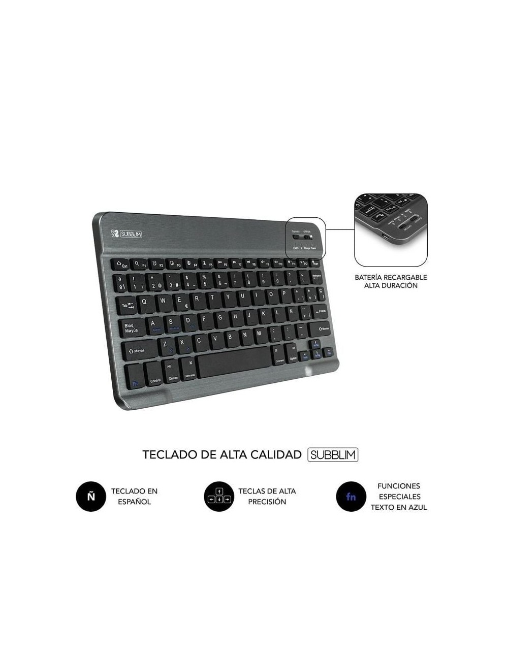 Funda con Teclado Subblim Keytab Pro Bluetooth para Tablets de 9.6'-10.8'/ Roja