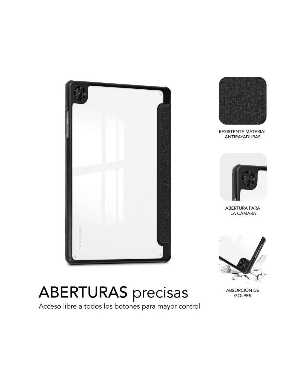 Funda Subblim Clear Shock Case para Samsung A11 8.7'/ Negra