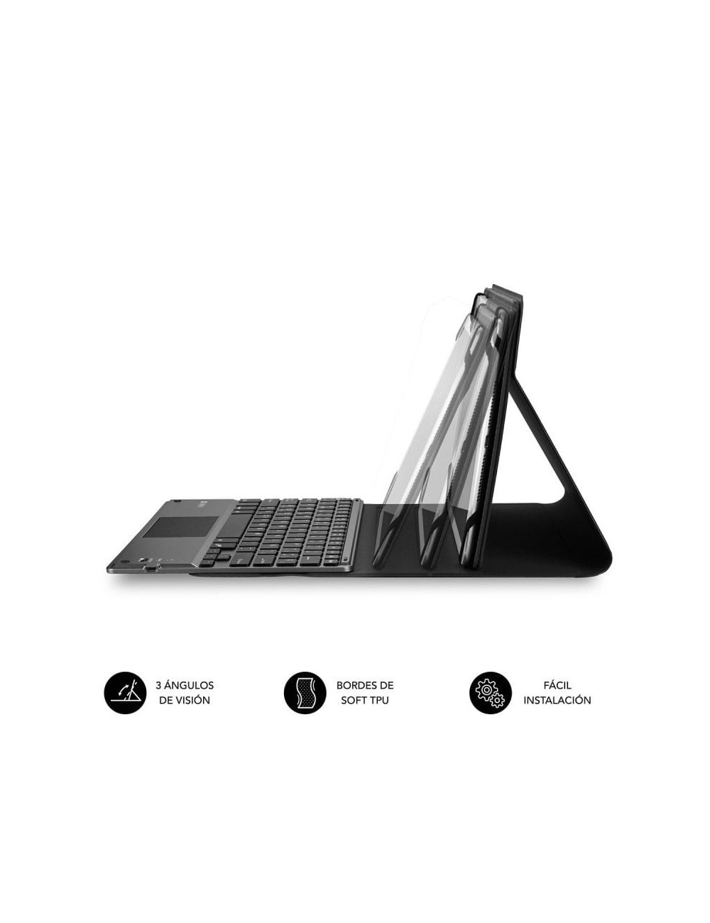 Funda con Teclado Subblim Keytab Pro Bluetooth Touchpad para Tablets de 9.6'-10.8'/ Negra