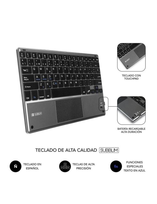 Funda con Teclado Subblim Keytab Pro Bluetooth Touchpad para Tablets de 9.6'-10.8'/ Negra