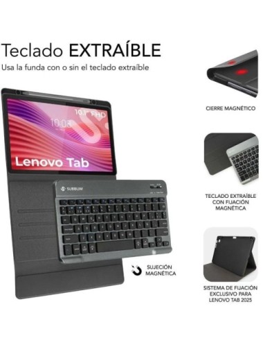 Funda con Teclado Subblim Shock Case Lenovo Tab 10.1' 2025/ Negra