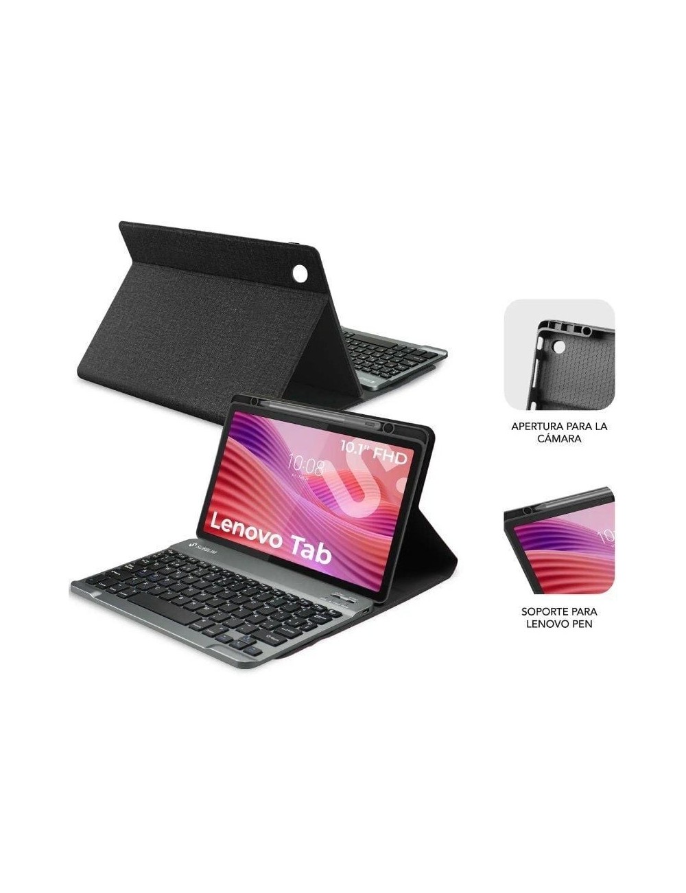 Funda con Teclado Subblim Shock Case Lenovo Tab 10.1' 2025/ Negra