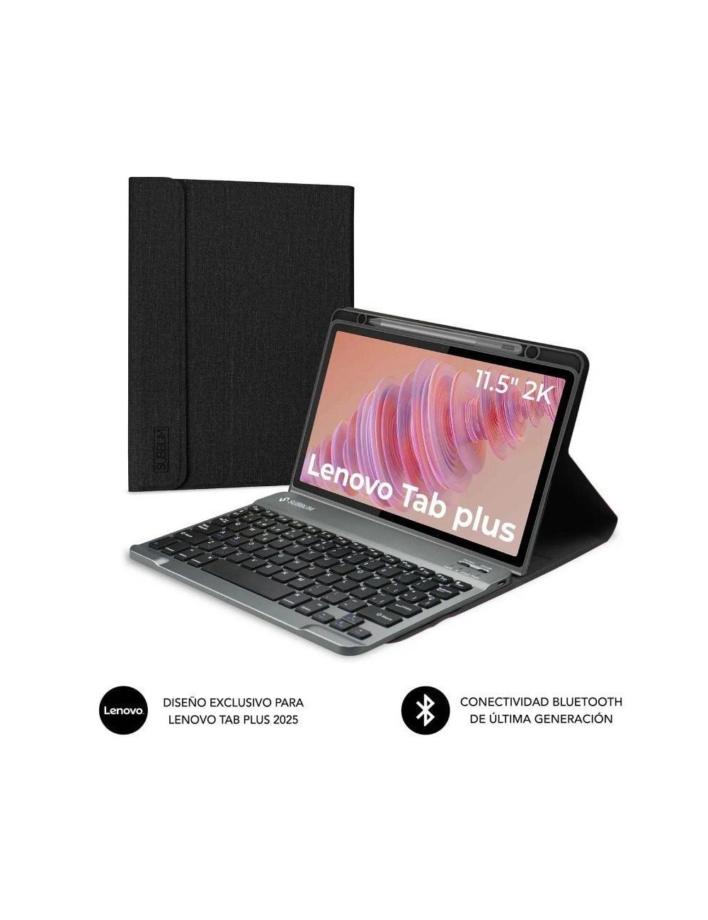 Funda con Teclado Subblim Keytab Pro BT Lenovo Tab 2025 11.5'/ Negra