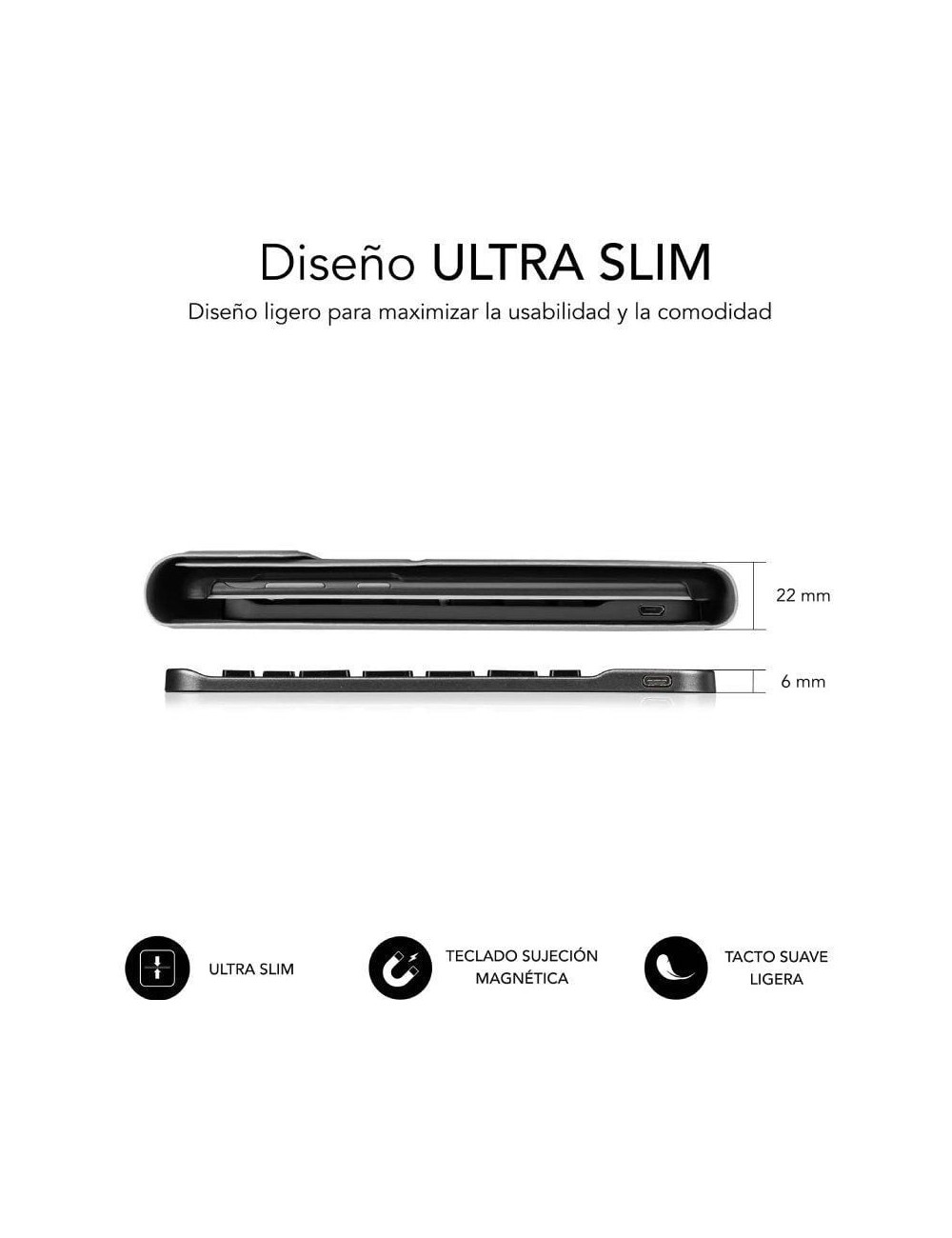 Funda con Teclado Subblim Keytab Pro BT Lenovo Tab 2025 11.5'/ Negra