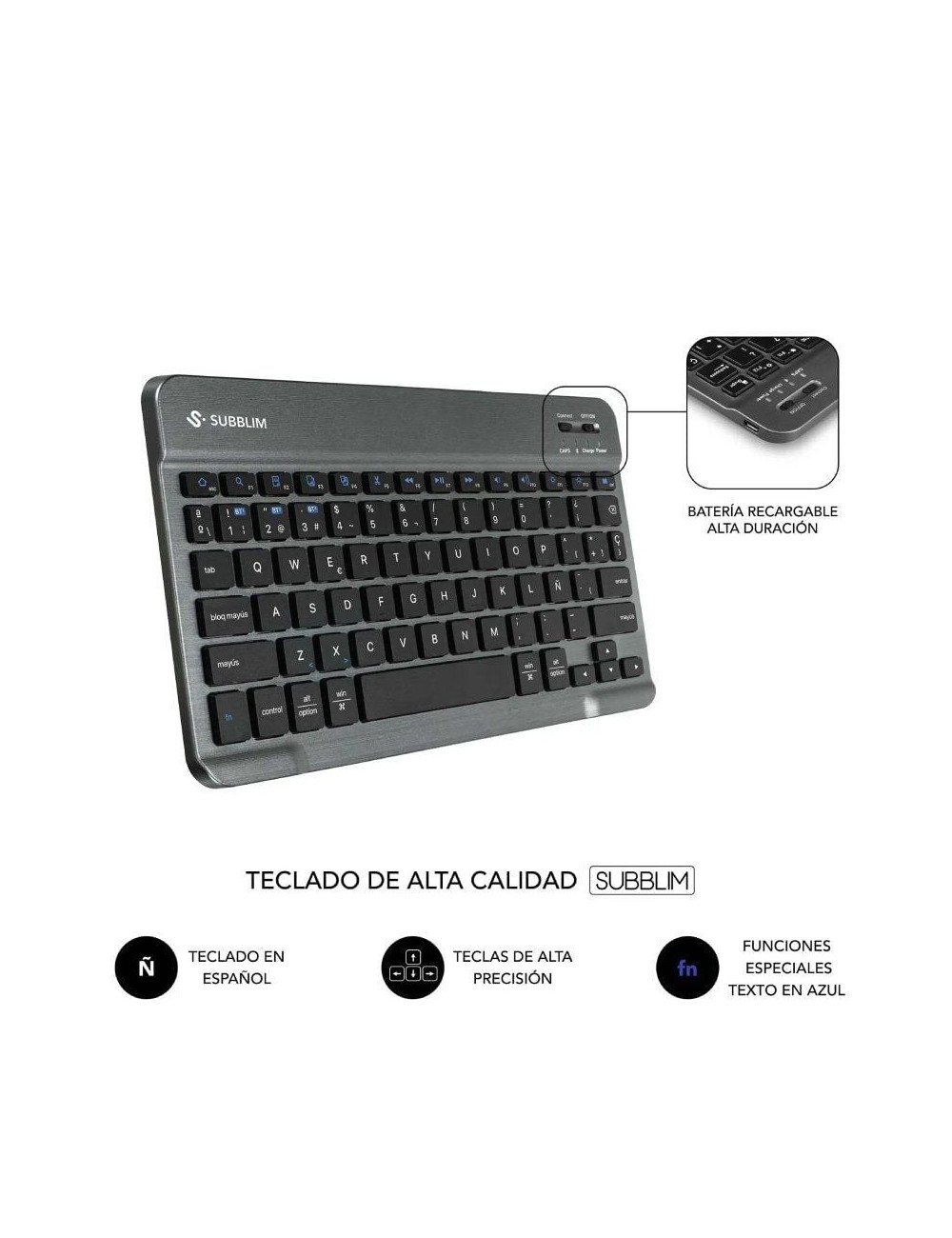 Funda con Teclado Subblim Keytab Pro BT Lenovo Tab 2025 11.5'/ Negra