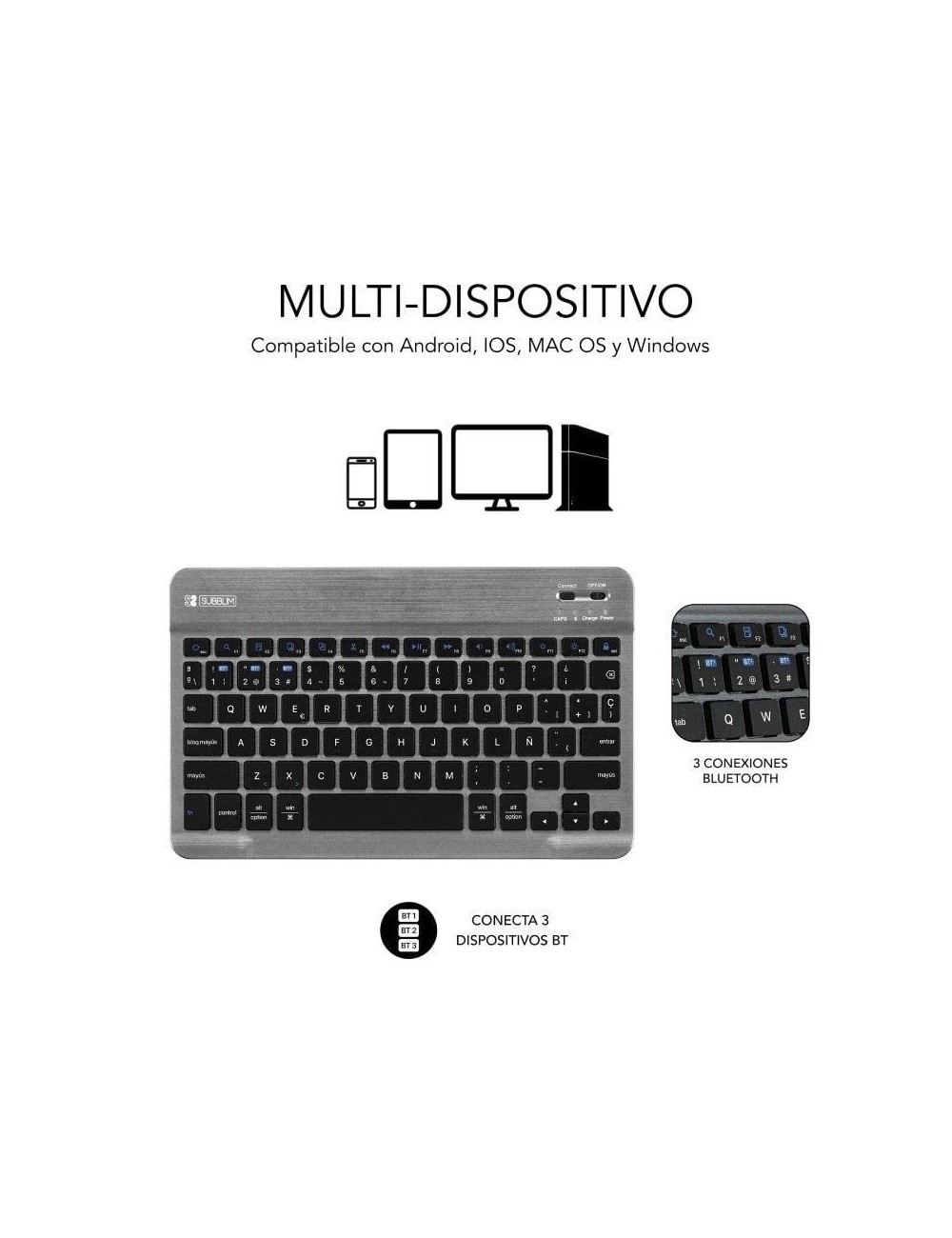 Funda con Teclado Subblim KeyTab Pro BT para Tablets Samsung Galaxy A9+/ Negra