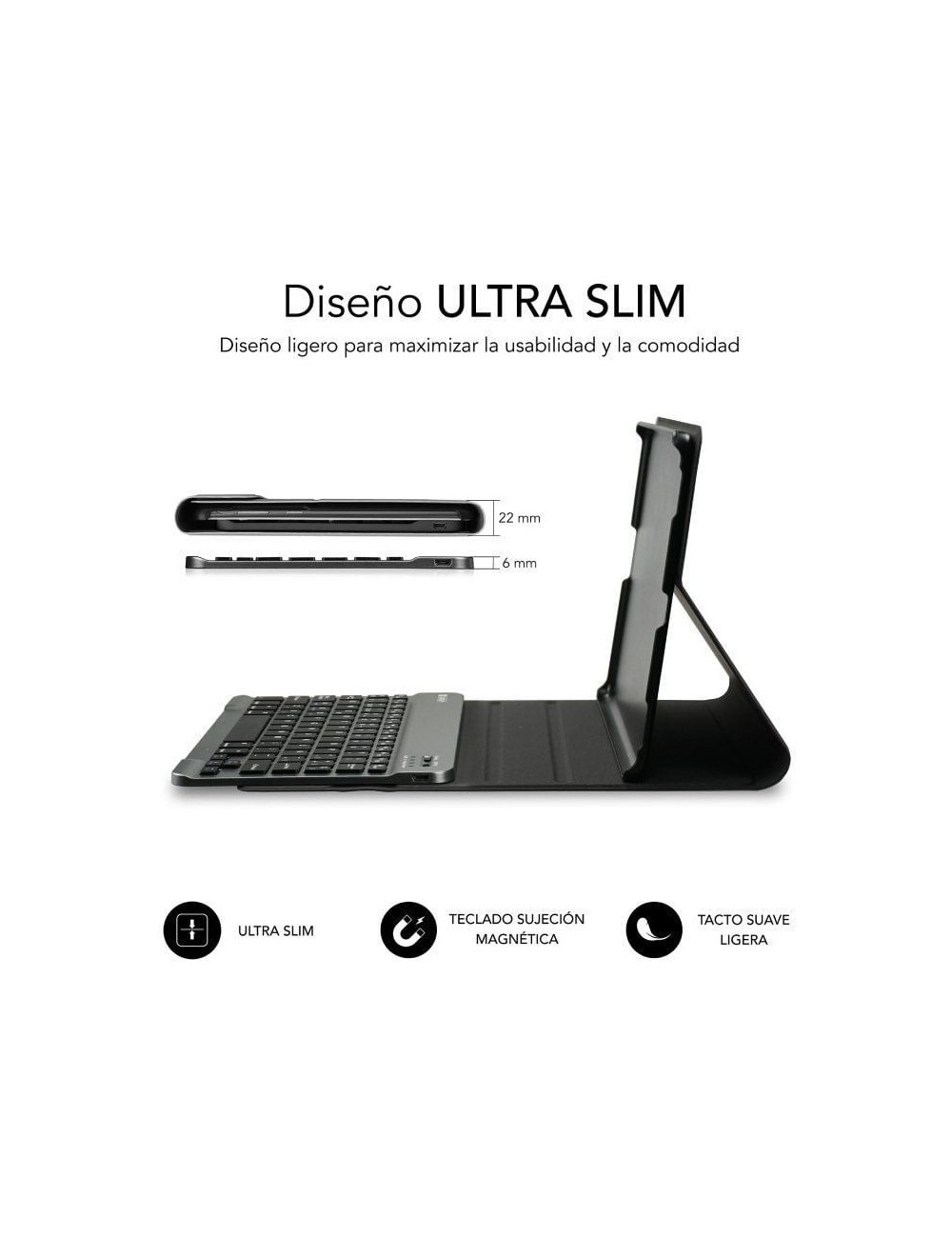 Funda con Teclado Subblim KeyTab Pro BT para Tablets Samsung Galaxy A9+/ Negra