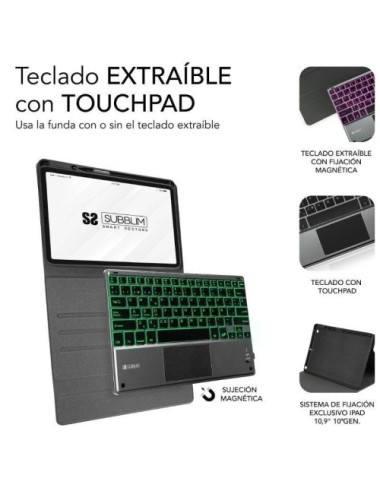 Funda con Teclado Subblim KeyTab Pro BT para Tablet iPad 10.9' 10a Gen/ Negra