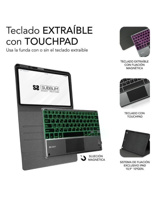 Funda con Teclado Subblim KeyTab Pro BT para Tablet iPad 10.9' 10a Gen/ Negra