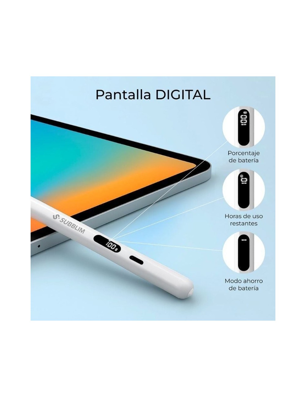 Lápiz Electrónico Subblim NoteFlow Pen para iPad/ Blanco