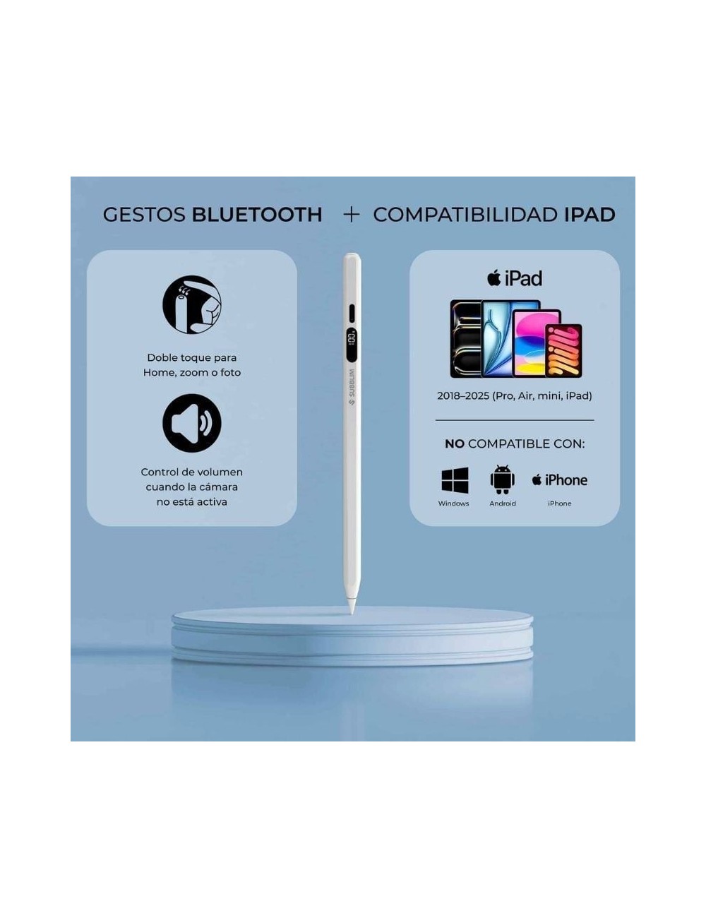 Lápiz Electrónico Subblim NoteFlow Pen para iPad/ Blanco