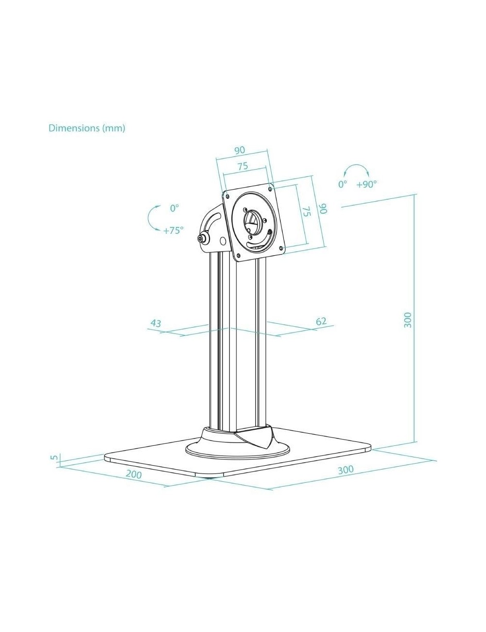 Soporte de Mesa para Marco Antirrobo de Tablet TooQ TQATC2601-B/ Negro