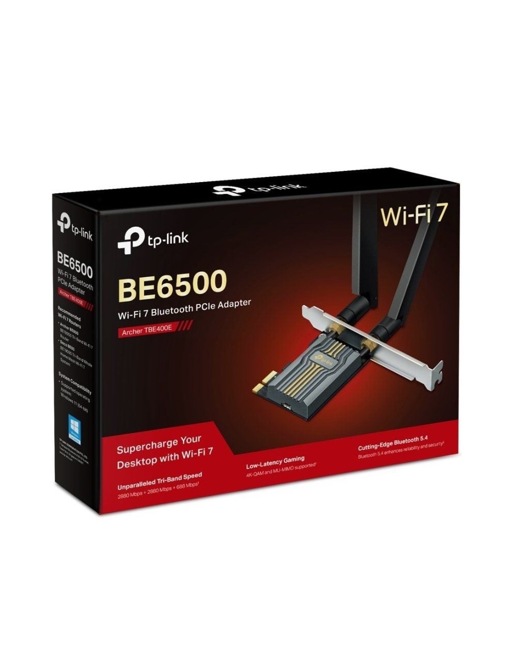 Tarjeta de Red Inalámbrica-PCI Express TP-Link Archer TBE400E/ WiFi 7/ 6500Mbps/ 2.4/5GHz/6GHz