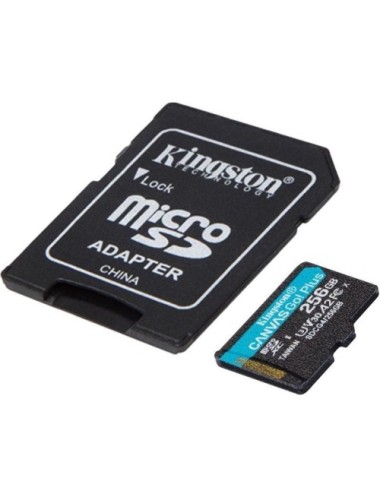 Tarjeta de Memoria Kingston CANVAS Go! Plus 256GB microSD XC con Adaptador/ Clase 10/ 200MBs