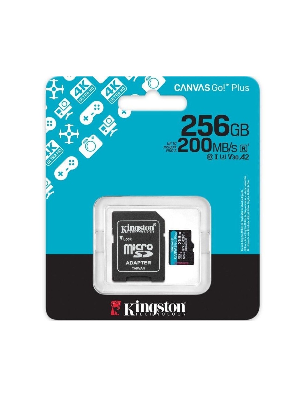 Tarjeta de Memoria Kingston CANVAS Go! Plus 256GB microSD XC con Adaptador/ Clase 10/ 200MBs
