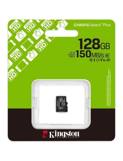 Tarjeta de Memoria Kingston CANVAS Select Plus 128GB microSD XC/ Clase 10/ 150MBs