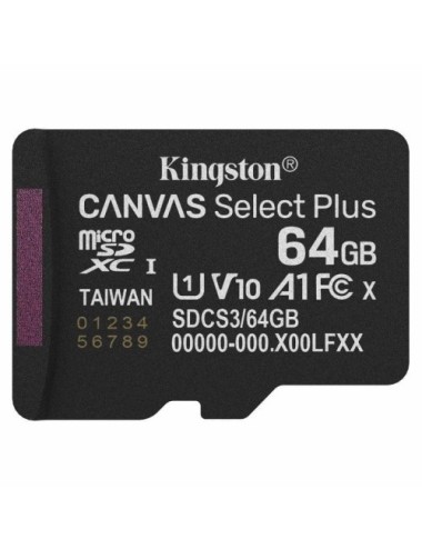Tarjeta de Memoria Kingston CANVAS Select Plus 64GB microSD XC/ Clase 10/ 100MBs