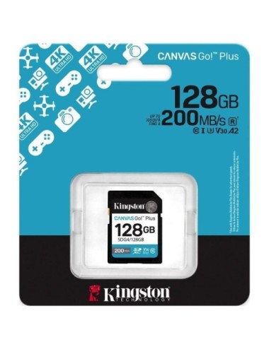 Tarjeta de Memoria Kingston CANVAS Go! Plus 128GB SD XC/ Clase 10/ 200MBs