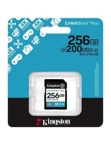 Tarjeta de Memoria Kingston CANVAS Go! Plus 256GB SD XC/ Clase 10/ 200MBs