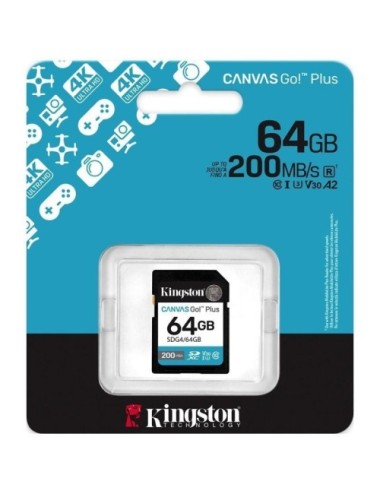 Tarjeta de Memoria Kingston CANVAS Go! Plus 64GB SD XC/ Clase 10/ 200MBs