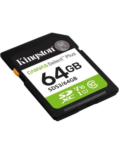 Tarjeta de Memoria Kingston CANVAS Select Plus 64GB SD XC/ Clase 10/ 100MBs