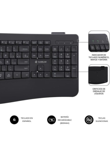 Teclado y Ratón Inalámbrico Subblim Combo Dual Office Prowave/ Negro
