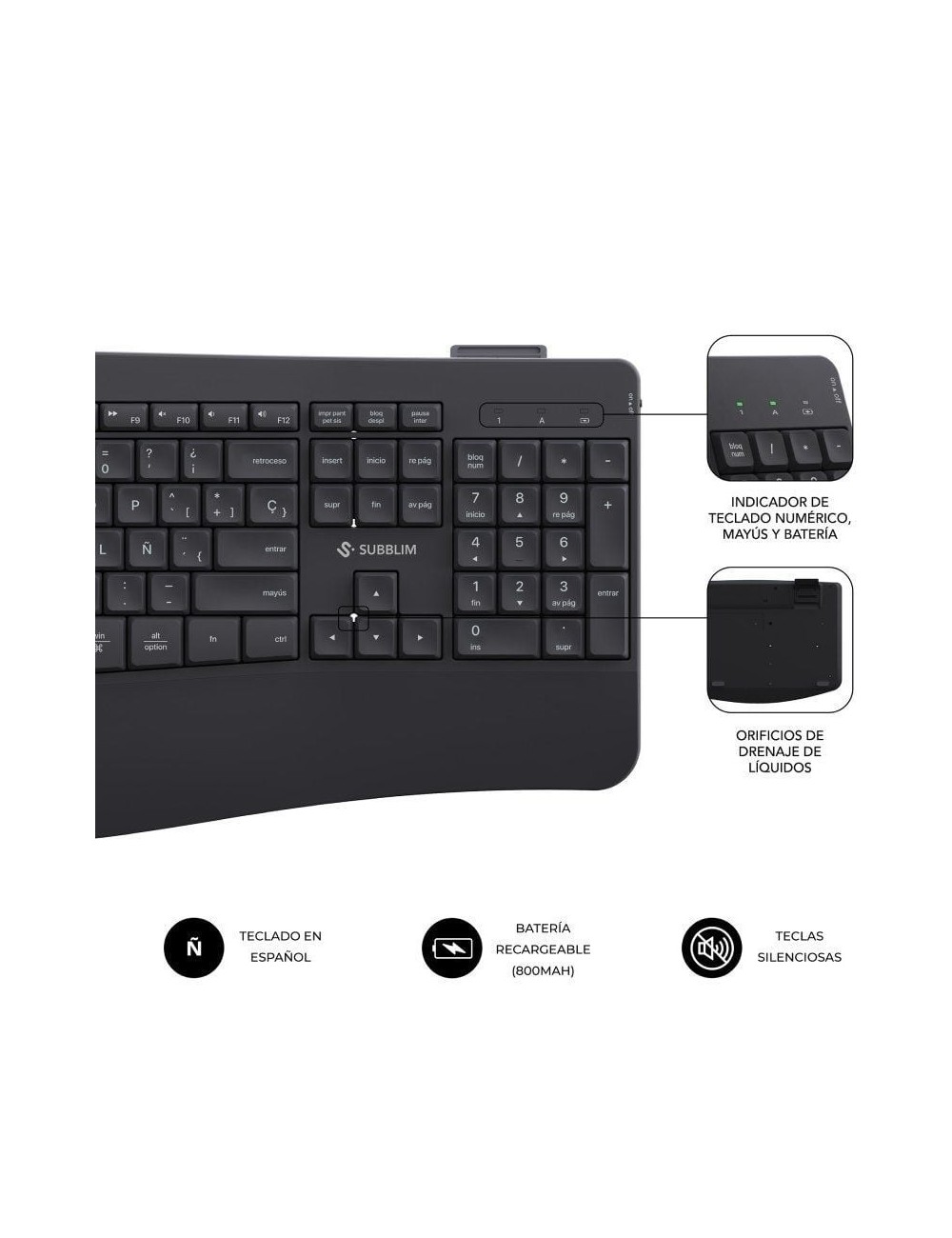 Teclado y Ratón Inalámbrico Subblim Combo Dual Office Prowave/ Negro