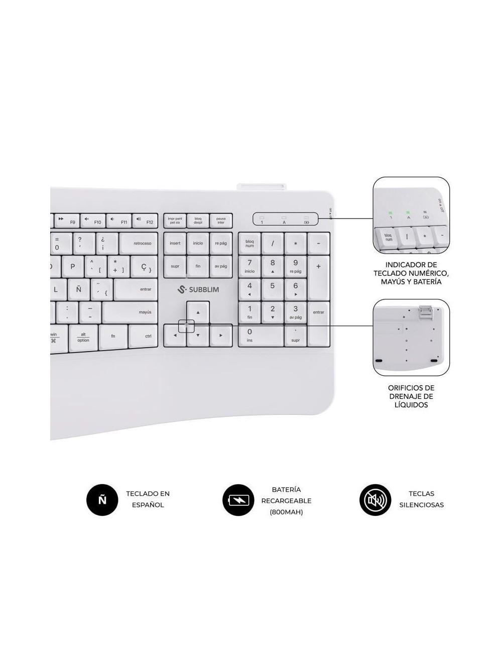 Teclado y Ratón Inalámbrico Subblim Combo Dual Office Prowave/ Blanco