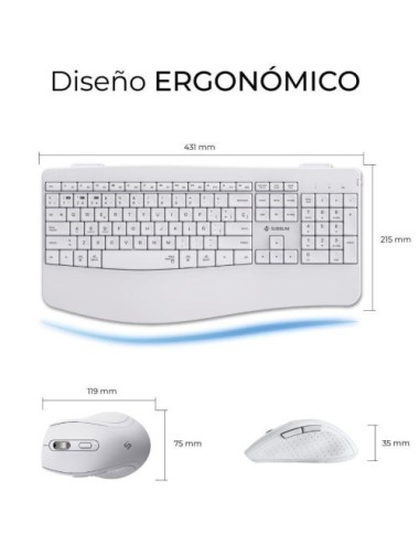 Teclado y Ratón Inalámbrico Subblim Combo Dual Office Prowave/ Blanco
