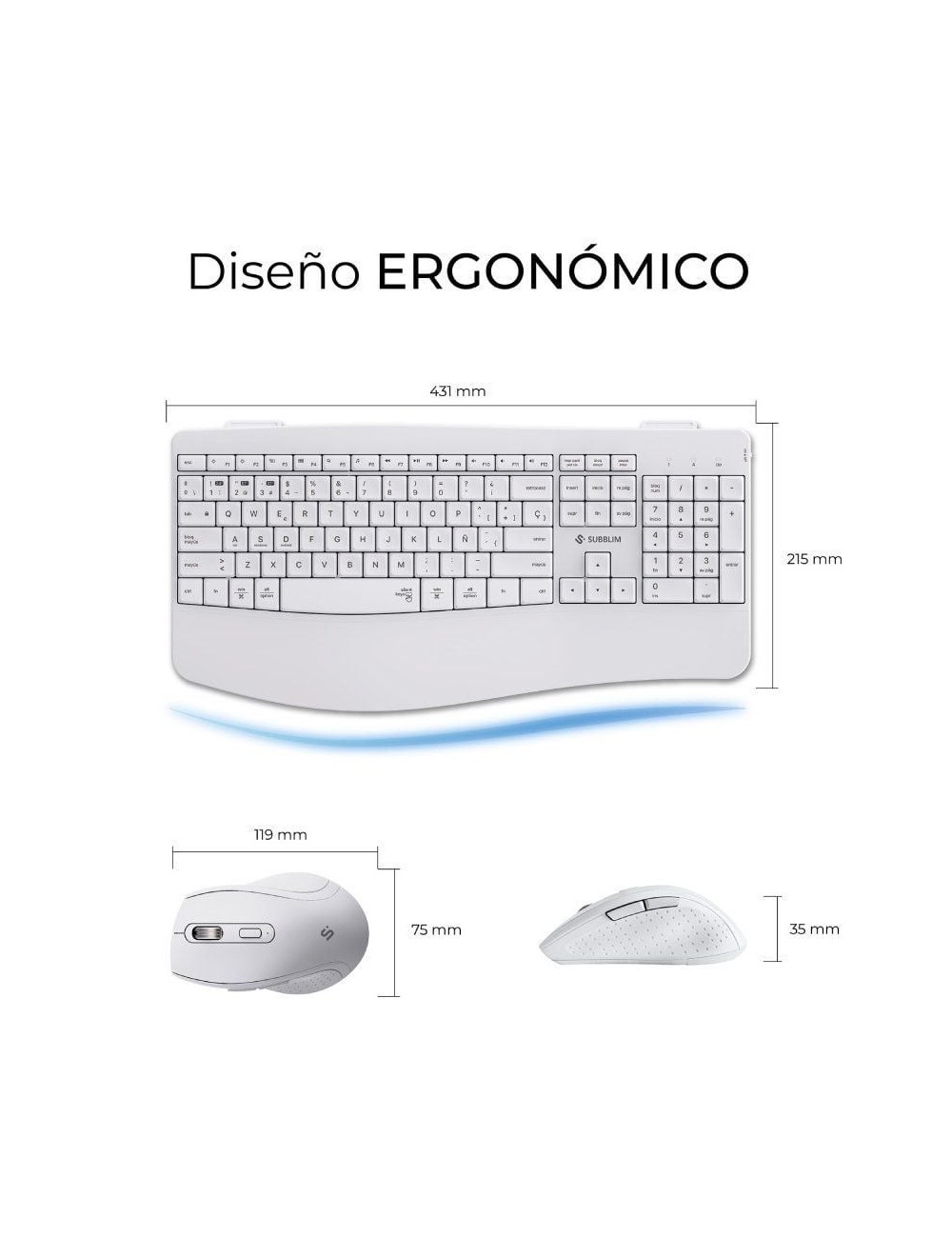 Teclado y Ratón Inalámbrico Subblim Combo Dual Office Prowave/ Blanco