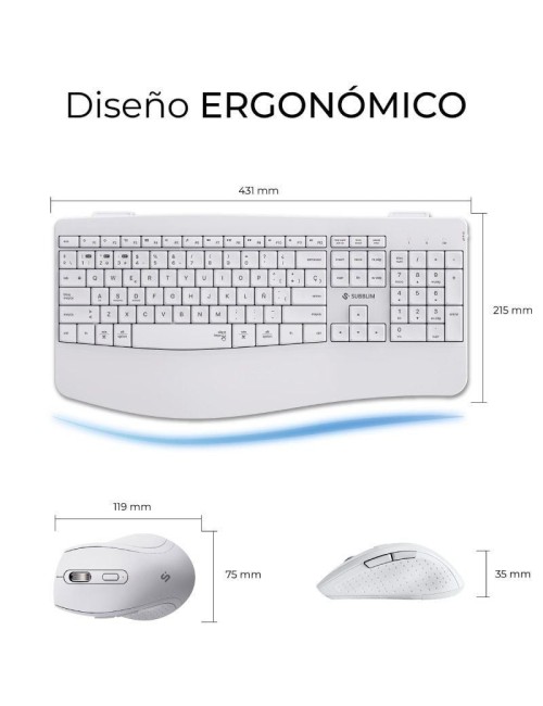 Teclado y Ratón Inalámbrico Subblim Combo Dual Office Prowave/ Blanco