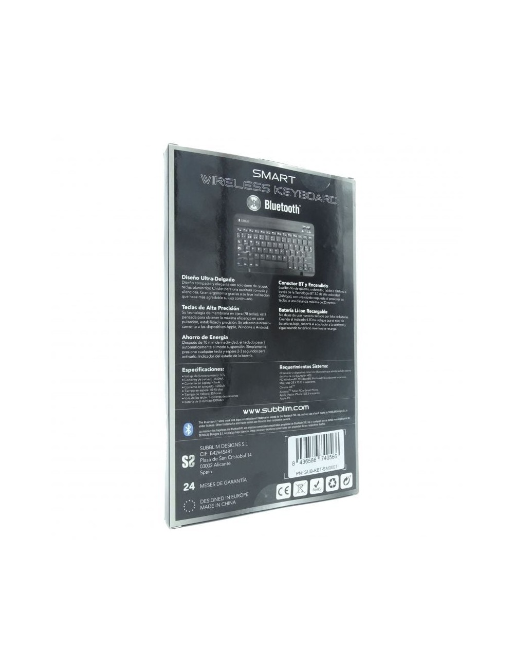Teclado Compacto Inalámbrico Subblim Smart/ Plata