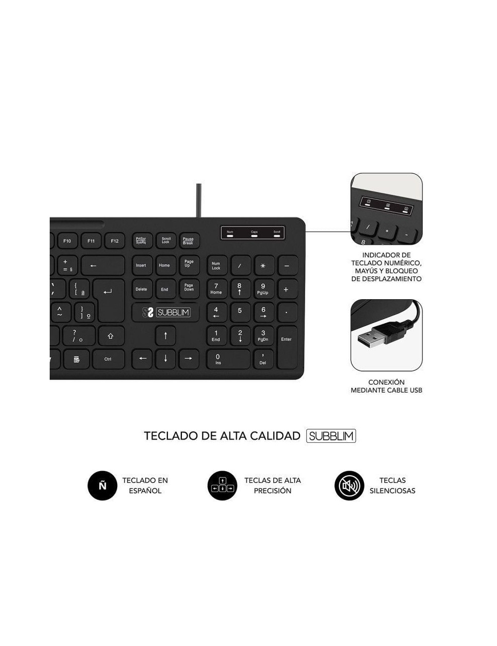 Teclado Subblim Business Slim Silencioso