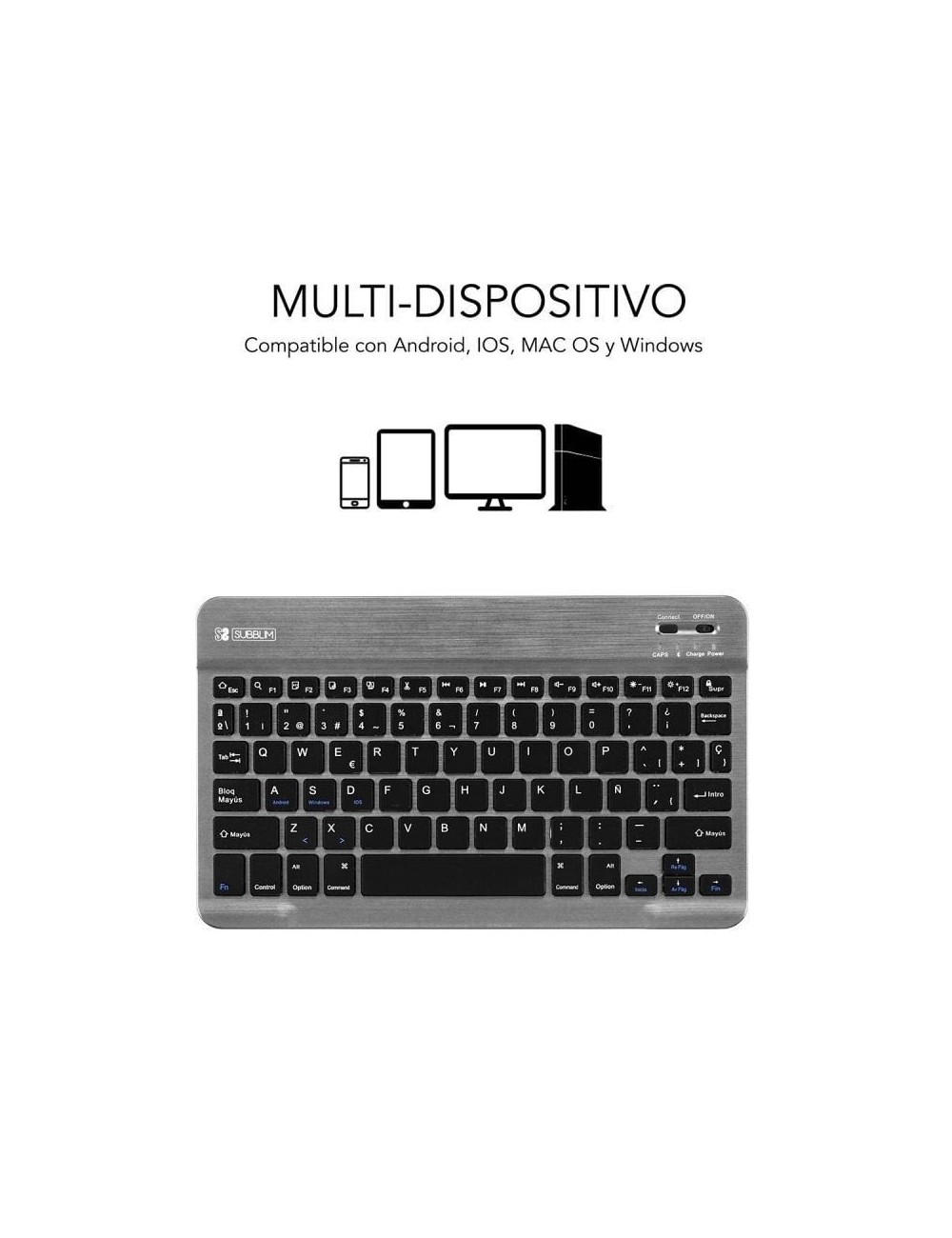 Teclado Compacto Inalámbrico Subblim Smart/ Gris