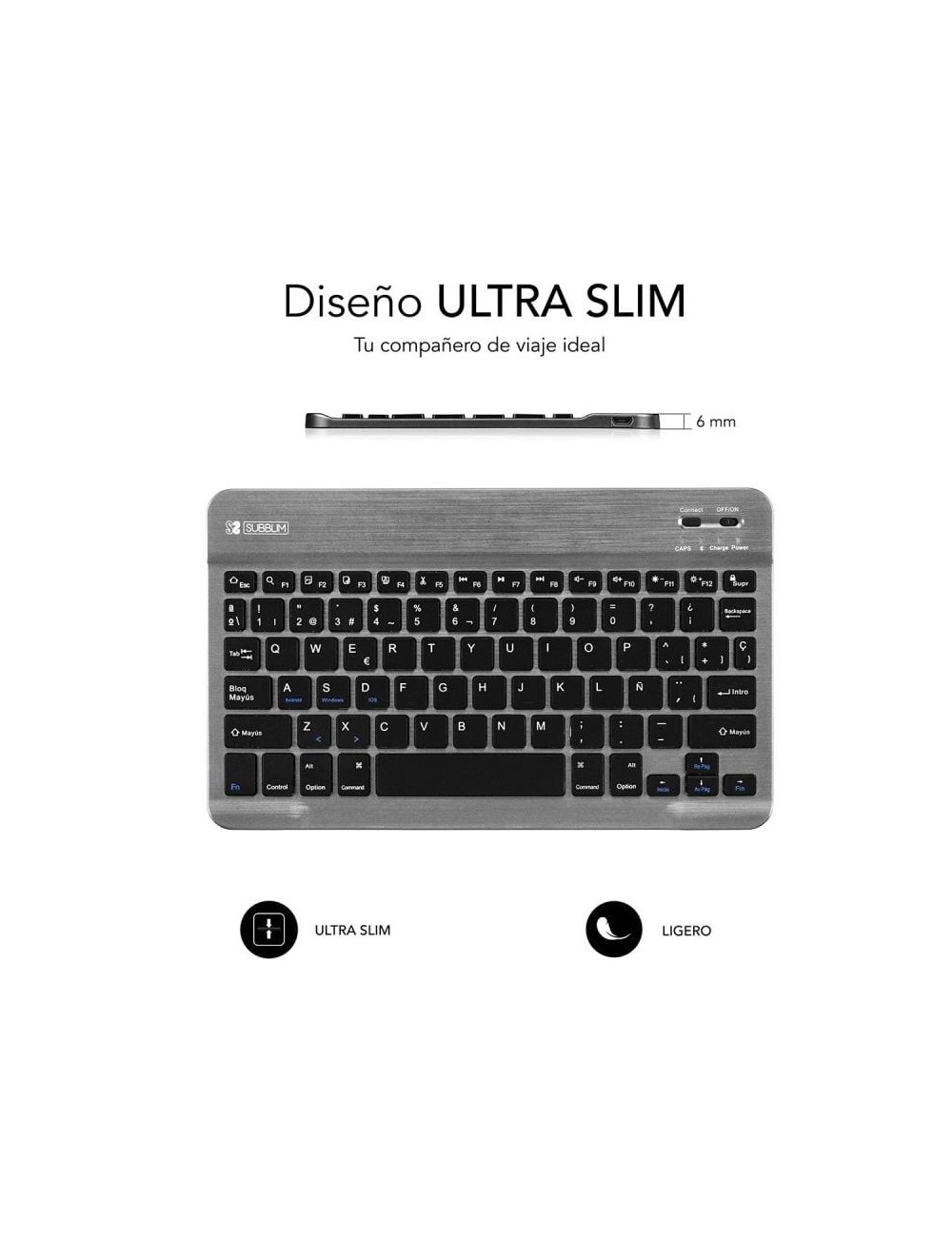 Teclado Compacto Inalámbrico Subblim Smart/ Gris
