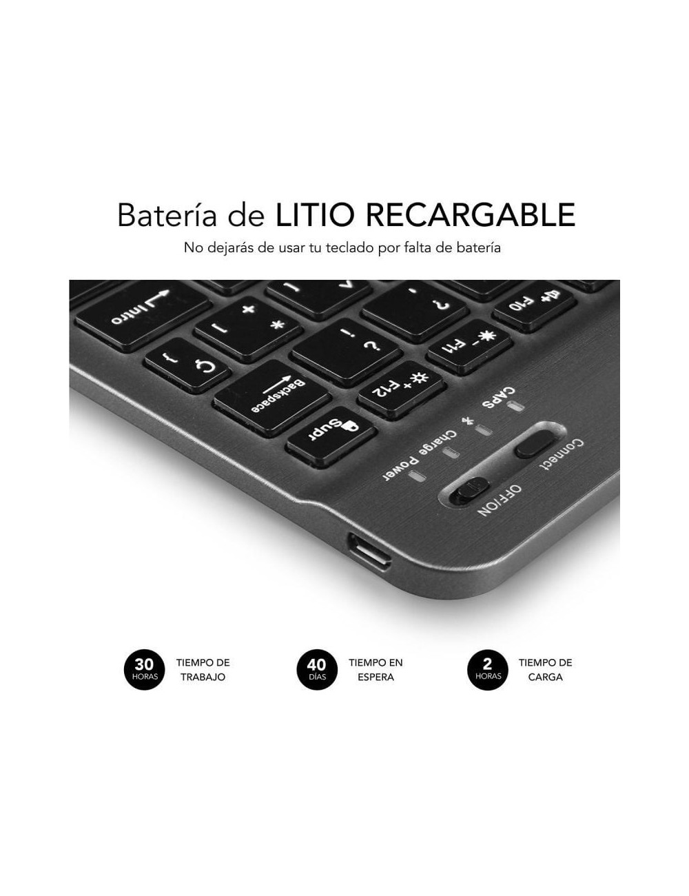 Teclado Compacto Inalámbrico Subblim Smart/ Gris